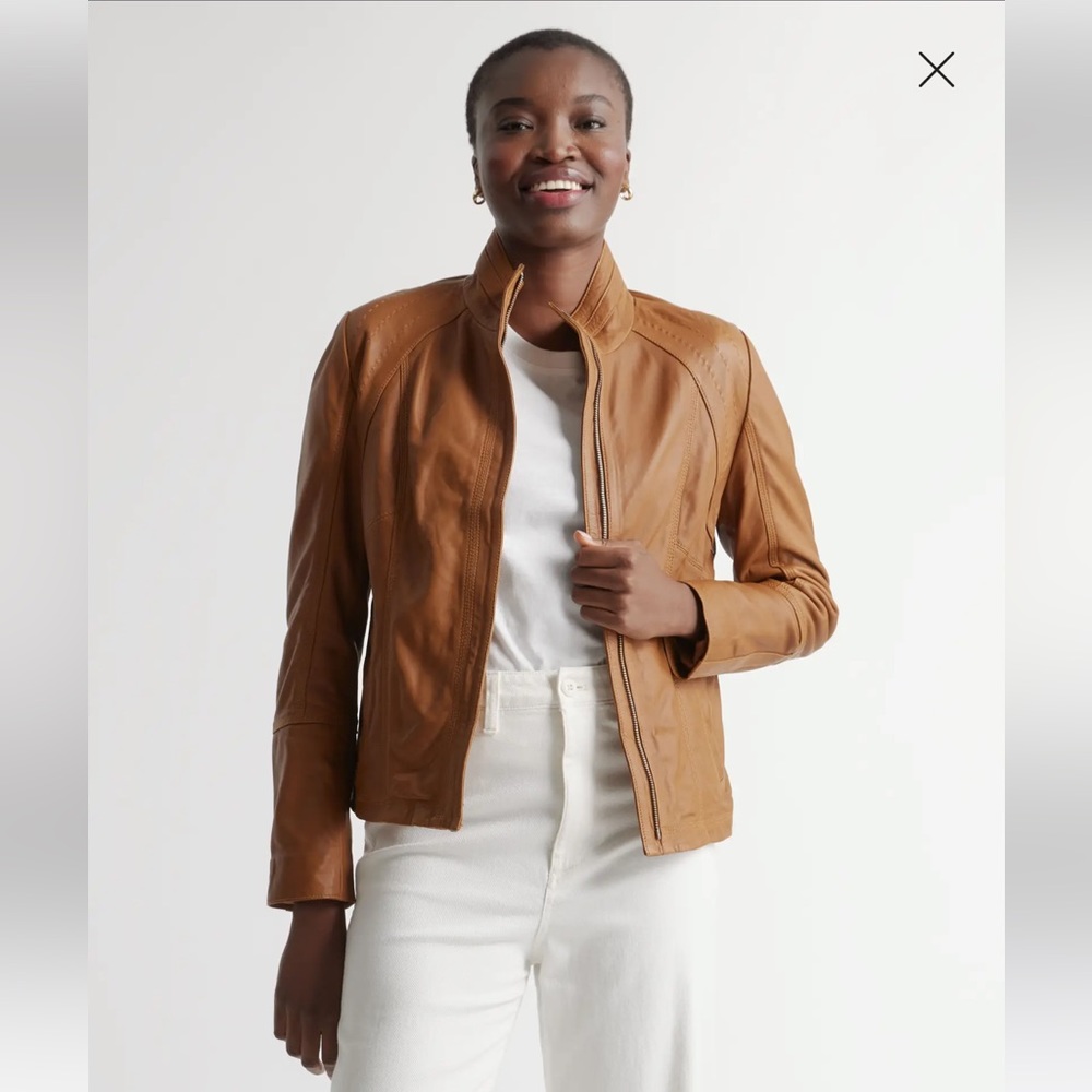 Quince Leather Stand-Collar jacket - Cognac